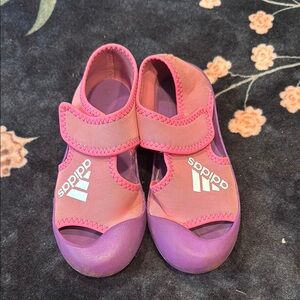 Adidas Pink and Purple Water Shoes with Velcro Closure